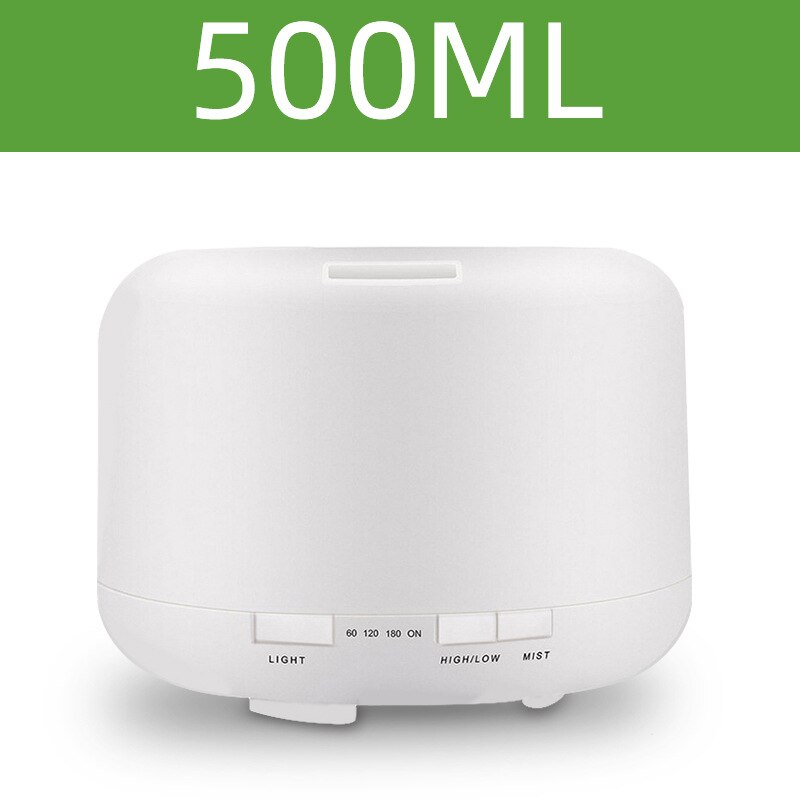 HA- Life Electric Aroma Diffuser Air Humidifier 500ML 1000ML Ultrasonic Cool Mist Maker Fogger LED Essential Oil Diffuser Home: white 500ml