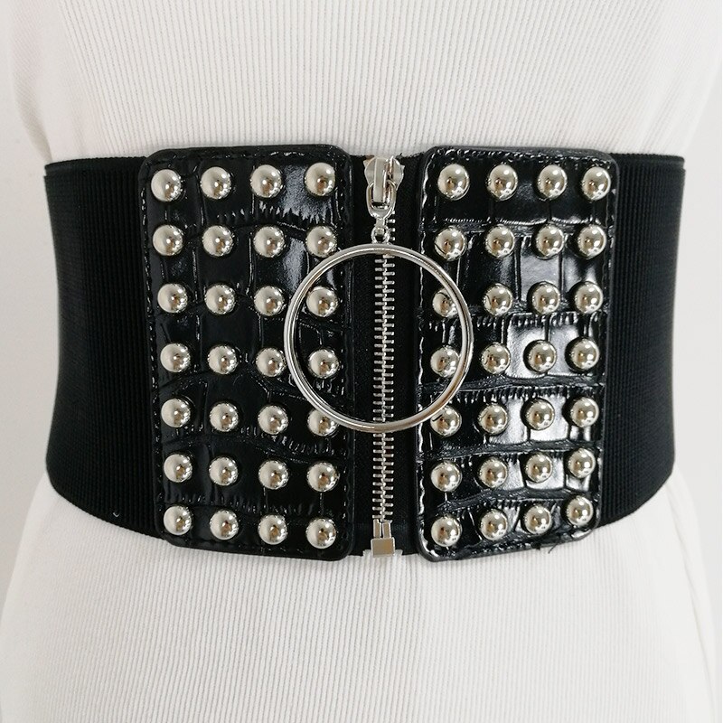 Cinturón de talla grande para mujer, corsé negro, faja ancha, de de , elástico grande,: round metal