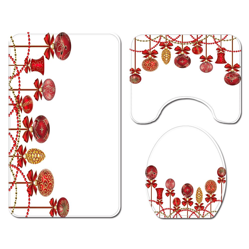 Kerst Badmat En Douchegordijn Set Gedrukt Badkamer Mat Set Anti Slip Badkamer Voet Mat Absorberende Badkamer Tapijt: Bath Mats-106