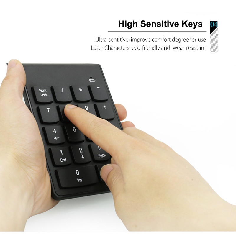 G1 2.4G Wireless Numeric Keypad USB Ultra Slim Digital Keyboard Mini Ergonomic Number Pad Standard 18 Keys for iMac/MacBook