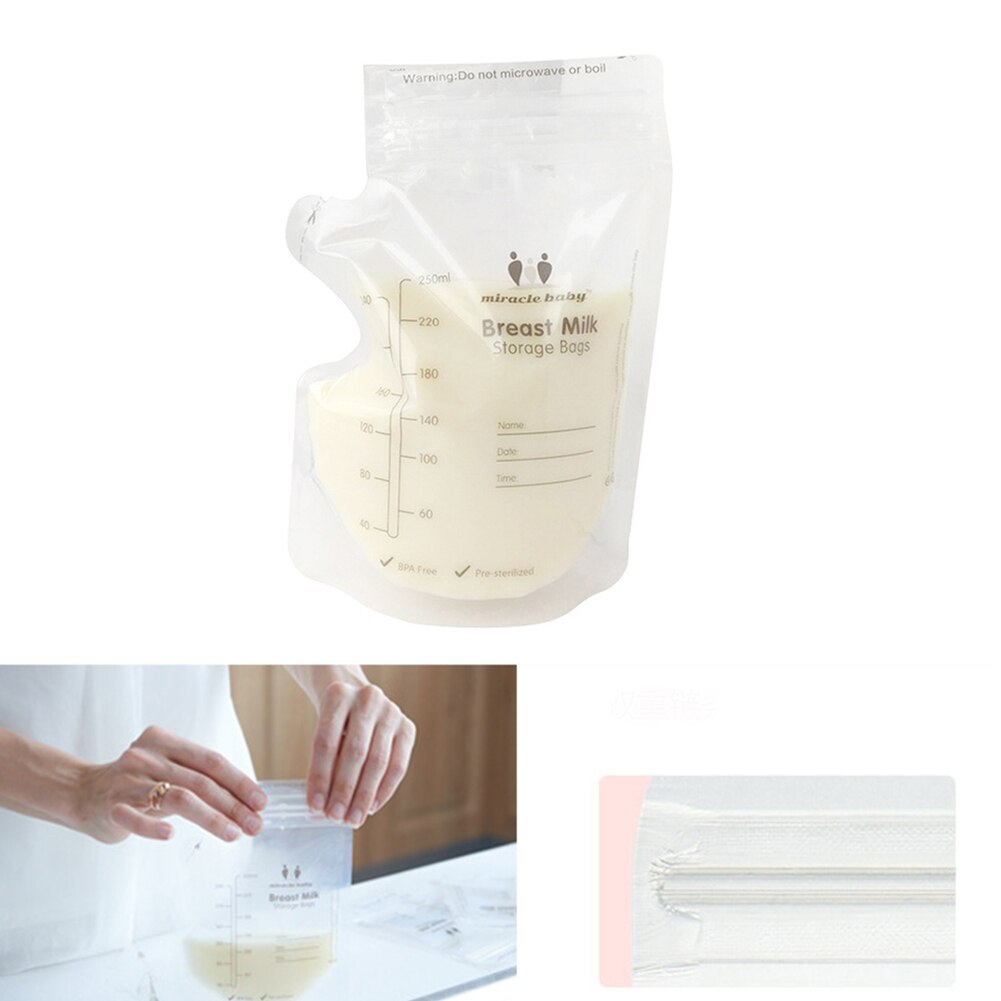 30 stk 250ml præ-steriliseret fryser gennemsigtig forseglet modermælk madopbevaring frisk mælk pose ammetilbehør babyfodring