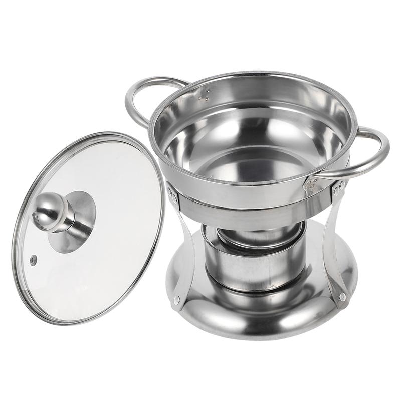 1 Set Stainless Steel Pot Stove Portable Alcohol Stove Stainless Steel Self-Service Pot Stove For Home Outdoor Travel
