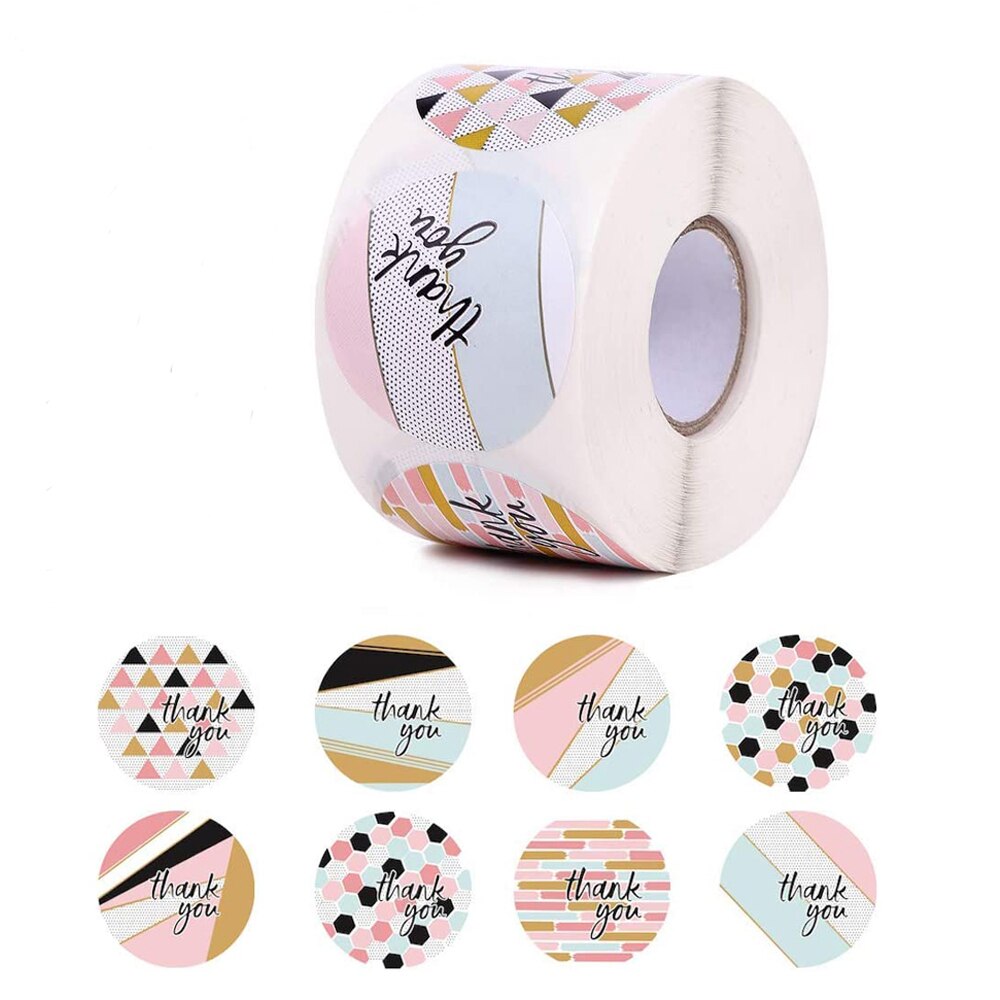 500Pcs 1.5Inch Ronde Dank U Label Stickers Papier Hart Jaar Verpakking Wedding Party Decor Handgemaakte Briefpapier Stickers: 1.5inch-G
