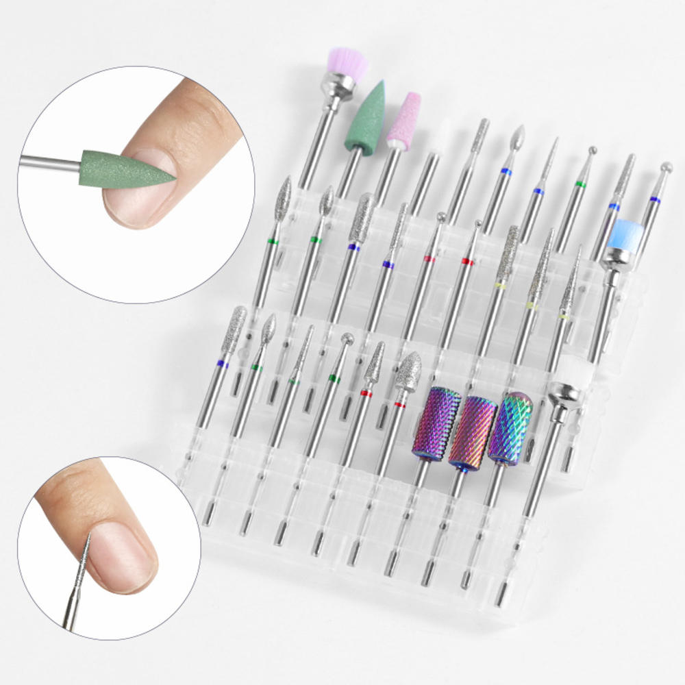 10 unids/caja de juego de brocas de cerámica para uñas, máquina eléctrica para manicura, fresadora, lijadora de cabeza, herramientas para manicura