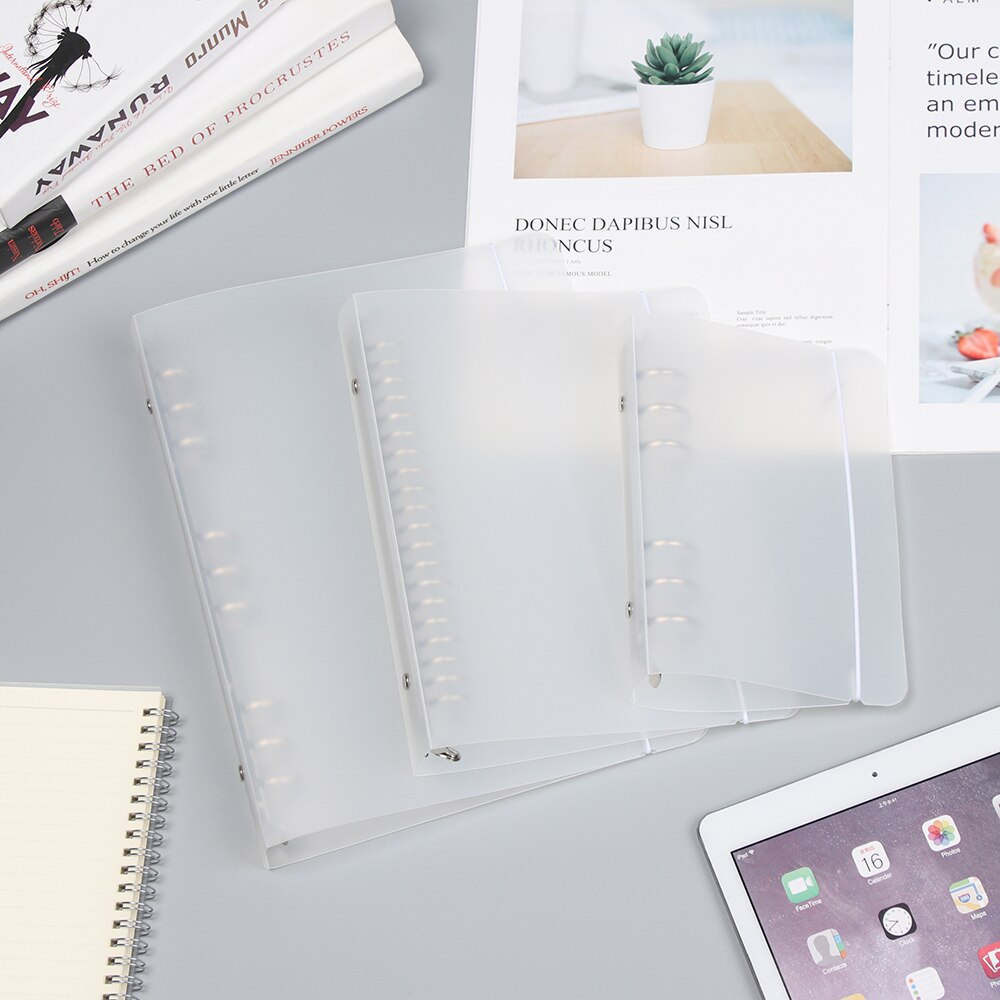 A4/B5/A5/A6/A7 Matte Transparante Ringband Notebook Case Losbladige Notebook Shell bestandsmap Office Schoolbenodigdheden
