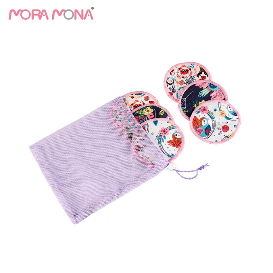 Mora Mona – coussinet d&#39;allaitement lavable, 6 pièces/paquet, réutilisable, doux et respirant, avec sac à linge