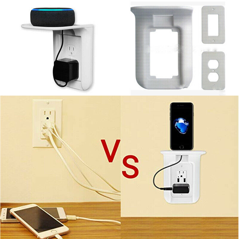 Multi Function Wall Mount Shelf Stand Outlet Phone Tablet Charging Holder Socket Bracket