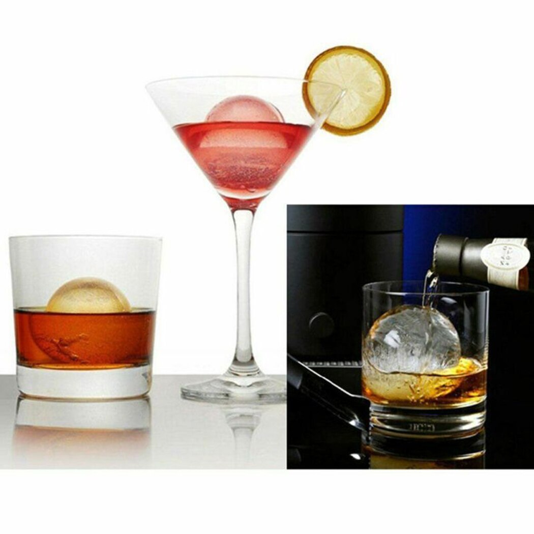 Round Ice Ball Maker Tray Silicone Mold Cube Set For Wine Cocktails Whiskey 4.5cm Ice Ball 18*12.7*5cm For Freezer Refrigerator