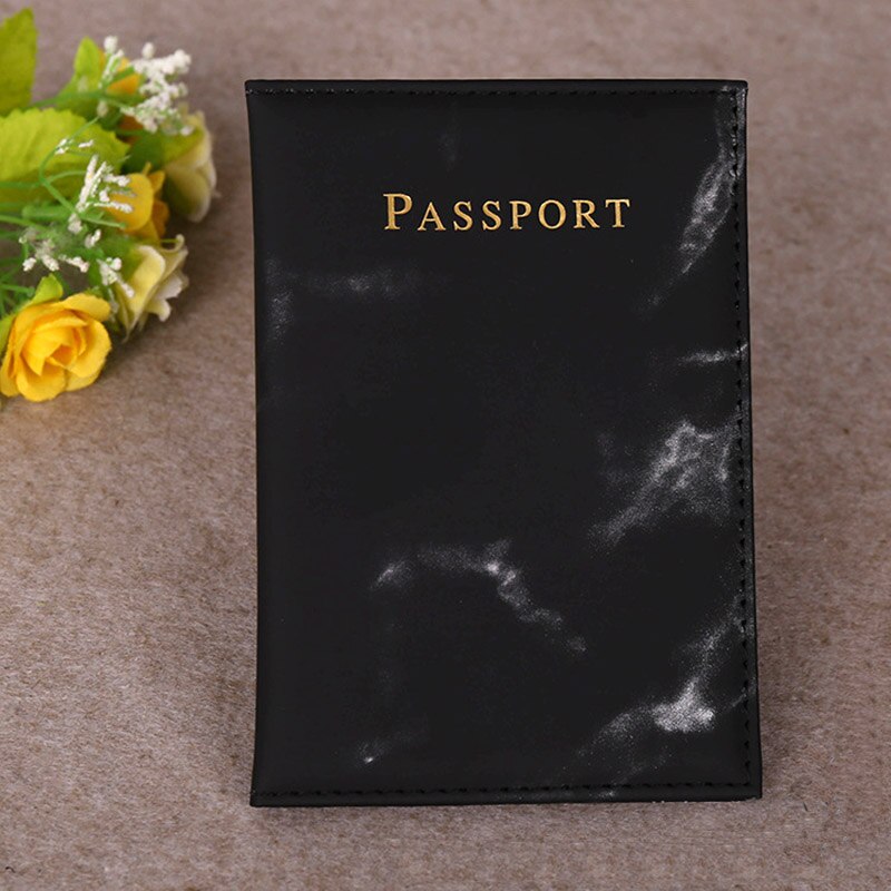 Marble Passport Cover Travel Women PU Leather Travel Cover on The Passport Custom Cover Passport: Black