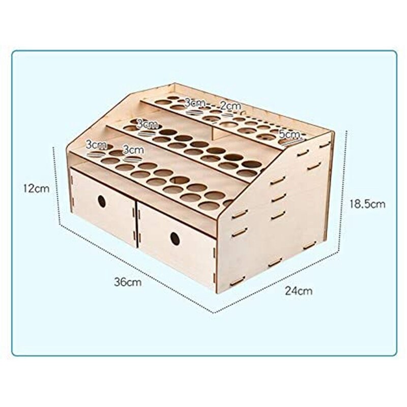 Wooden Paint Rack Stand Pigment Ink Bottle Paint Tool Storage with Cabinet Holder Organizer