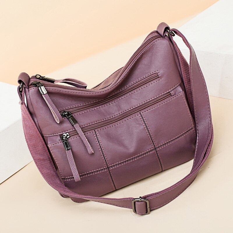 Women's handbag Female leather shoulder bag luxury handbags women bags women bag over shoulder sac a main Ms tote bag: Lavender