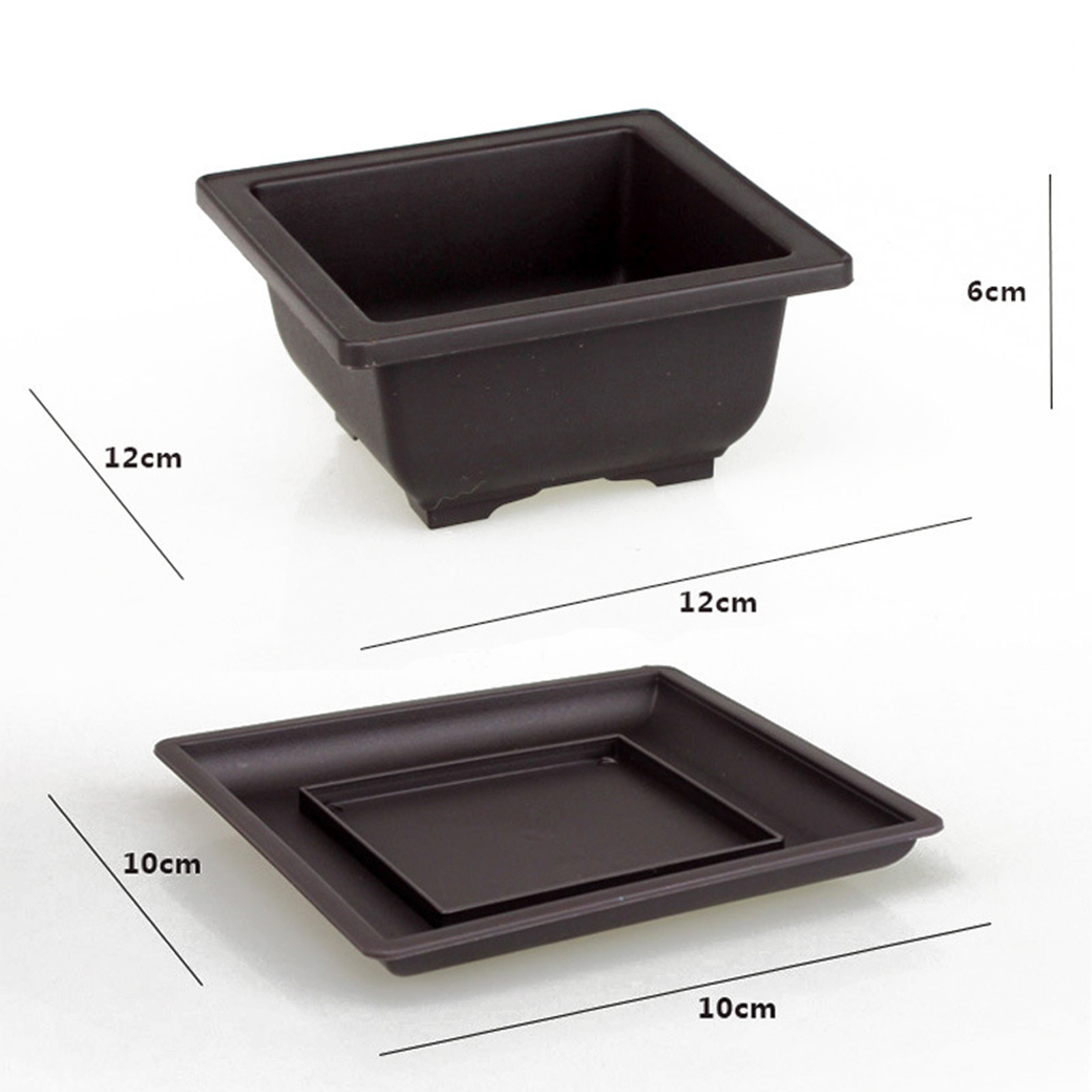 2Pcs Rectangular Square Plastic Flowerpots Imitation Purple Clay Succulent Plants Pots Outdoor Garden Landscape Potted Trays: PURPLE