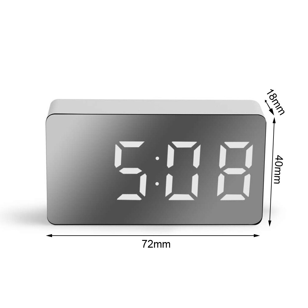 LED Multifunctional Mirror Clock Digital Alarm Snooze Display Time Night LCD Light Table Desktop USB 5v/No Battery Home Decor: white