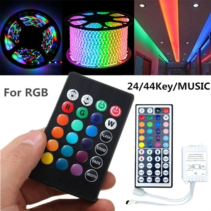 24 Keys 44 Keys LED RGB Controller Music IR Remote Controller Set DC12V Dimmer Control Box For RGB 3528 5050 LED Strip Lights