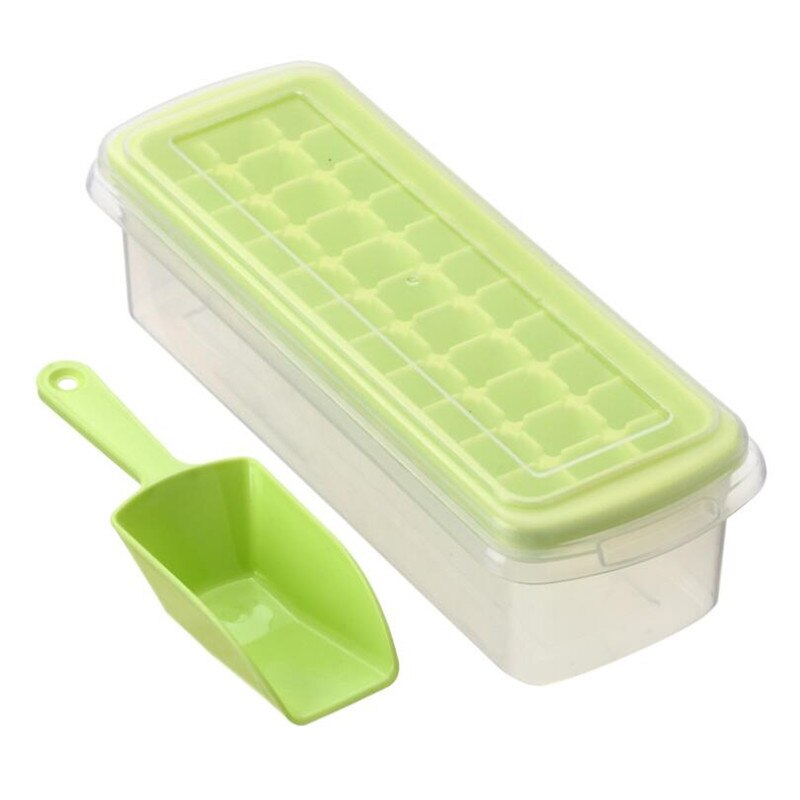 Bac à glaçons Flexible en plastique, 33 grilles, dégagement facile, avec couvercle amovible résistant aux déversements, sans vin: green