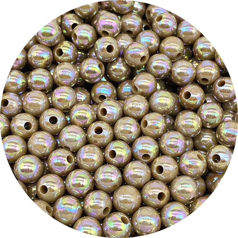 6 8 10mm AB Color Plating Acrylic Beads Loose Spacer Round Garment Jewelry Making DIY #Ro: 10# / Black Nickel