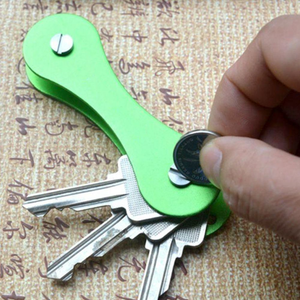 Llavero inteligente de aluminio para el coche, organizador con Clip, carpeta, bolsillo, llavero, BILLETERA, anillo, ama de llaves: Verde