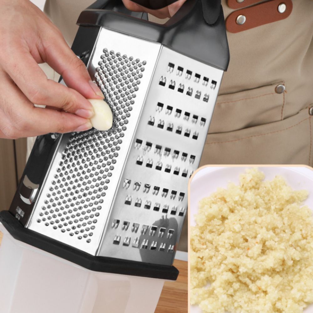 6 Sides Multifunctional Vegetable Grater Stainless Steel Labor-saving Vegetable Slicer with Storage Box Manual