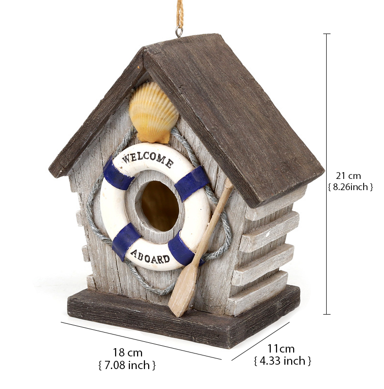 Pastoral Style Bird House Resin Crafts Outdoor Bird House Winter Warm Bird Nest Hanging Nest Garden Decoration: SZNC04