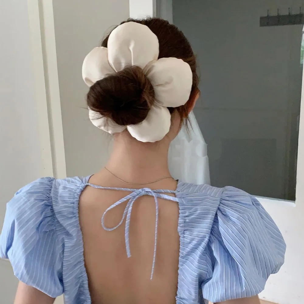 Coleteros de flores de pan grande y dulce, lazos para el cabello para el intestino grueso, bandas elásticas, soporte para cola de caballo, cuerda para el cabello, tocado exquisito