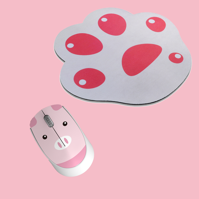 Cute Wireless Mouse 2.4G Pink USB Mini Rechargeable Cartoon Mause Optical Ergonomic Silent Mice with Cat Mousepadfor PC Laptop: Piggy Suit