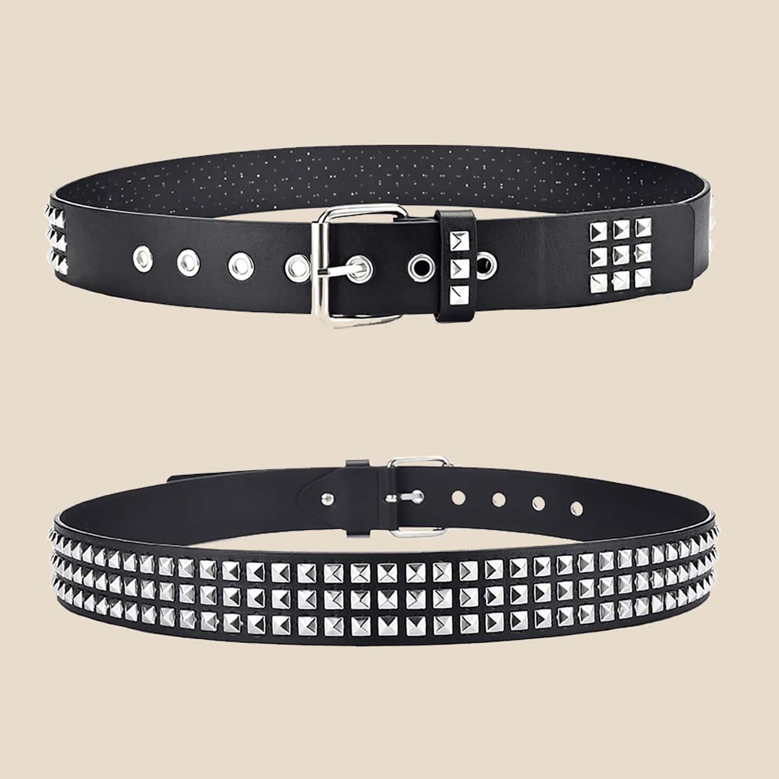 Square Bead Rivet Belt Metal Pyramid Belt Men and Women Punk Hardware Jeans Belt Y2K Belt Belt Women's Belt