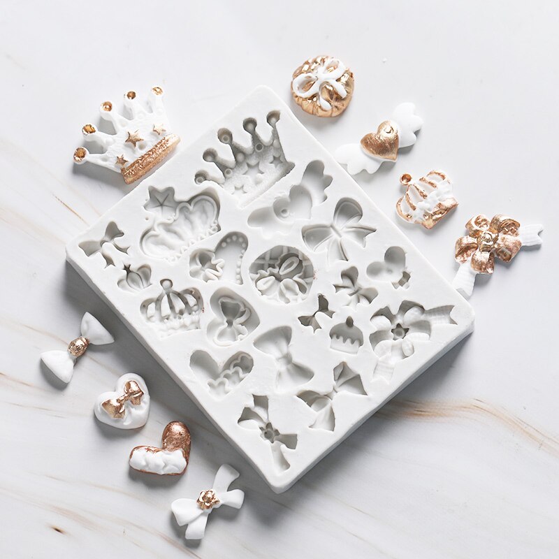 Prinsesse krone sløjfe silikone chokolade fondant kage silikone form gør det selv køkken bage dekoration værktøj gips lim værktøj