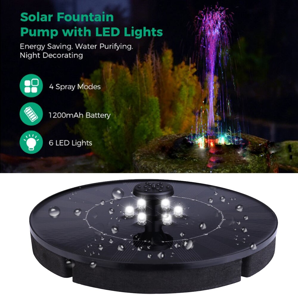 Led Solar Fontein Zwembad Vijver Waterval Fontein Tuin Decoratie Drijvende Zonne-energie Water Fontein Met Licht Zonnepaneel