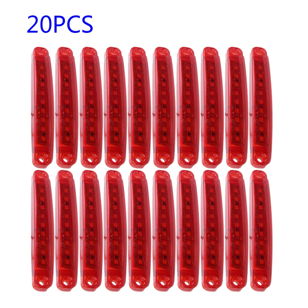 20pc set röd 9 led-lastbilsbelysning sidobil bussmarkeringsljus vattentät 24v uk-sto