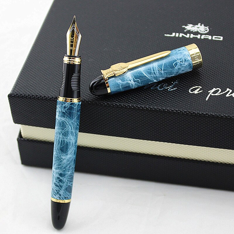 Äkta jinhao 450 a reservoarpenna fullmetall jinhao  x450 guldpenna gyllene klämma 0.5mm medelstora kontorsmaterial: Q / Medium spets 0.5mm