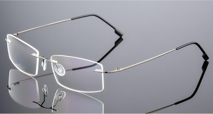 Klassische Herren Titan Randlose Brille Rahmen, Frühling Tempel Myopie Optische Rahmen, Ultra-licht Rahmenlose Brillen F858: F858-Gun