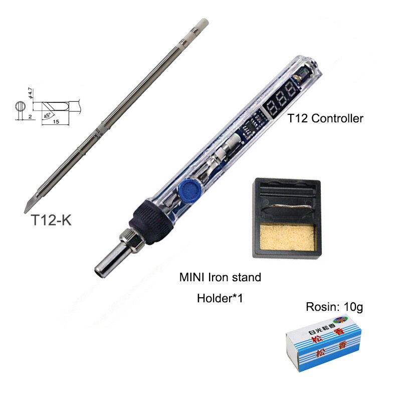 T12 electric soldering iron kit mini portable T12 soldering iron Tips tools Adjustable temp LED digital soldering station: WITH 1 T12 TIPS