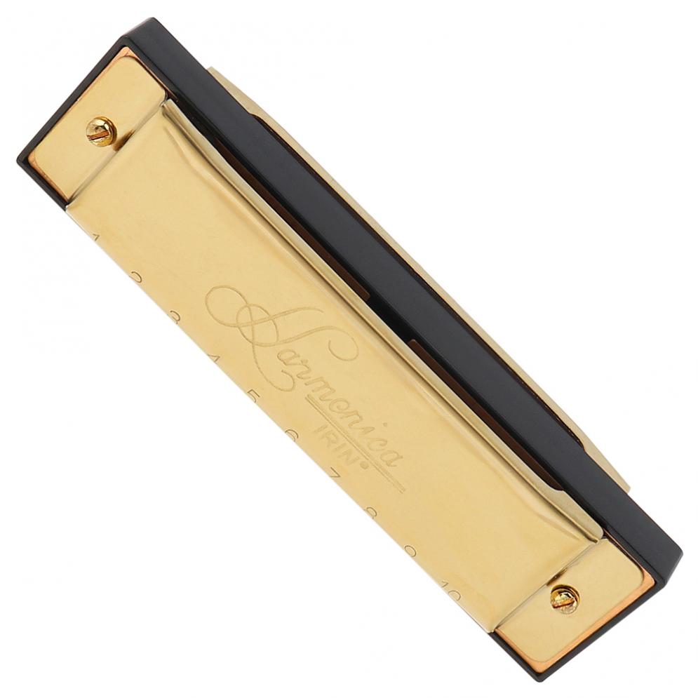 Gold 10 Hole 20 Tone Blues Harmonica Key Ofc Mondharmonica Met Zwarte Opbergdoos