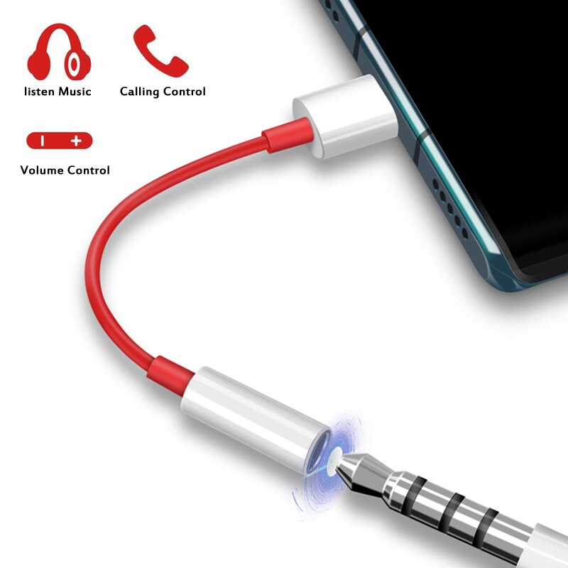 Cable adaptador de auriculares USB tipo C a 3,5mm para One plus 1 + 6T 7 7Pro 7T para Huawei Xiaomi