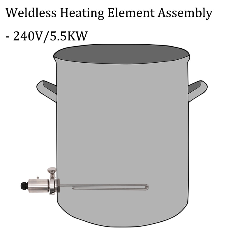 Weldless Heating Element Assembly 1.5"TC Bulkhead Straight Heating Element 240V 5.5KW 304 SS Homebrew BK & HLT Heating Source