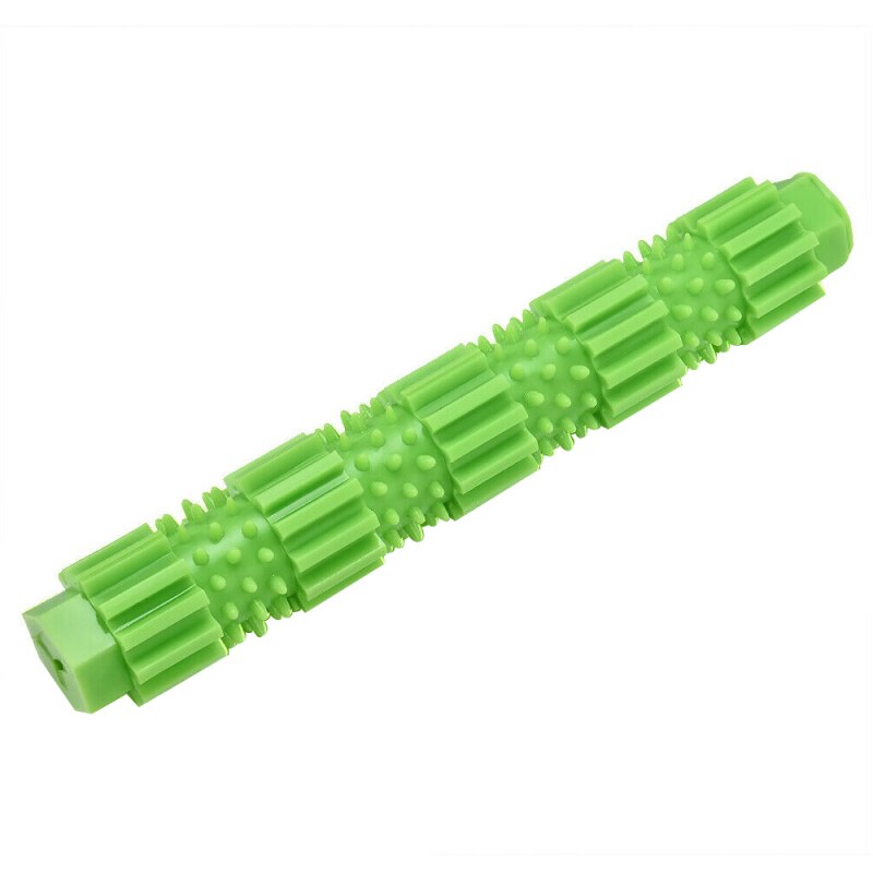 Juguetes mordedores para mascotas, palo de goma resistente a las mordeduras, cepillo de dientes para limpieza de dientes de gato y cachorro, dispensador de comida para perros, juguete de entrenamiento: Verde / 18cm