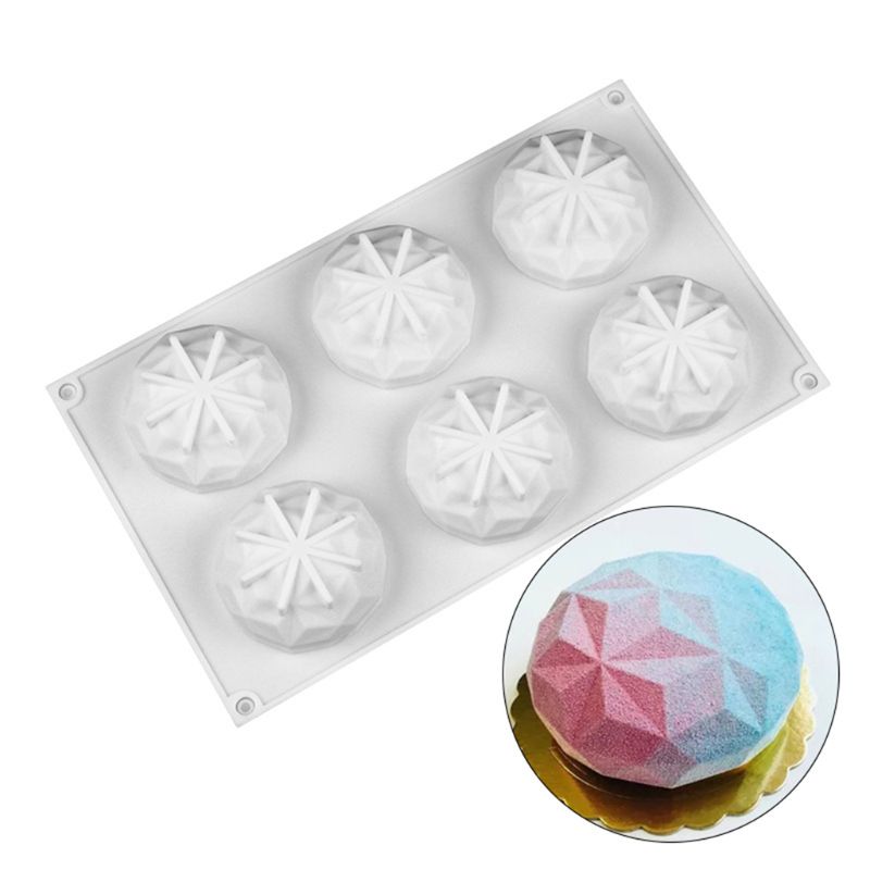 6 hål diamant silikon kaka choklad formar för att baka dessert is form form