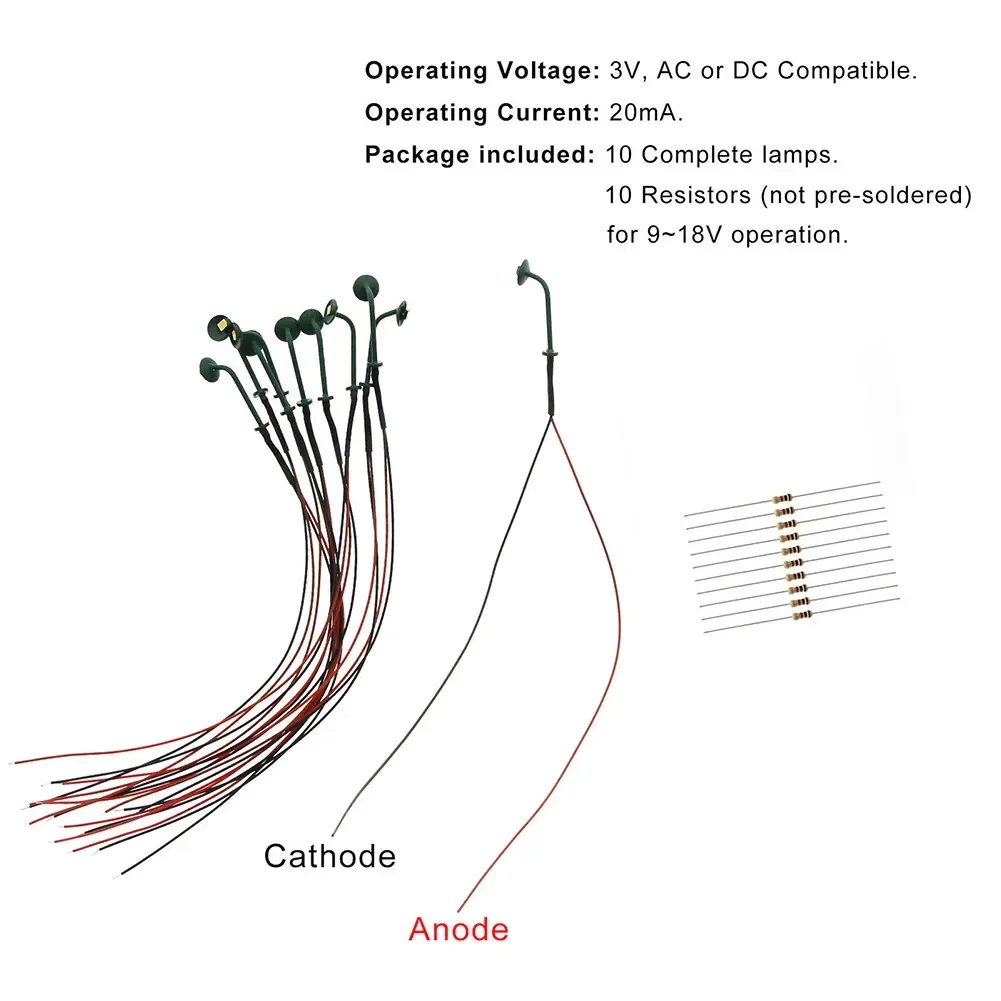 10 stks/set Compleet Lampen 1:87 HO Schaal Wandlampen Outdoor Straatlantaarns 1-Lamp Voor H0 Huizen Gebouw ornament