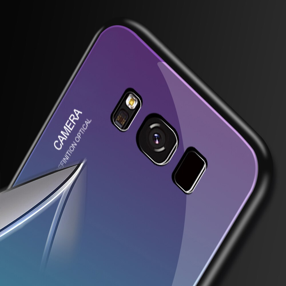 Gradiente Aurora S9 S8 plus Vetro Temperato Caso Della Parte Posteriore Per Samsung Galaxy S9 S8 S 9 Più S9plus S8plus Colorato di lusso Della Copertura Borsette