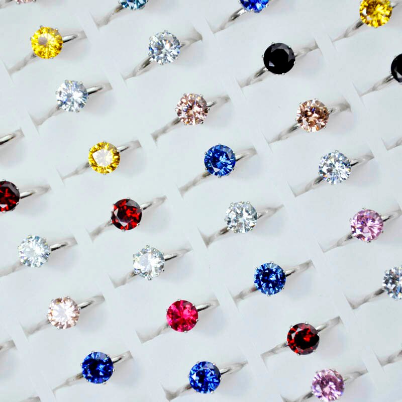 50 pièces 1.2 Carat AAA Zircon bagues de fiançailles Lots pour femmes filles bague de mariage bijoux en cristal autrichien LR4060