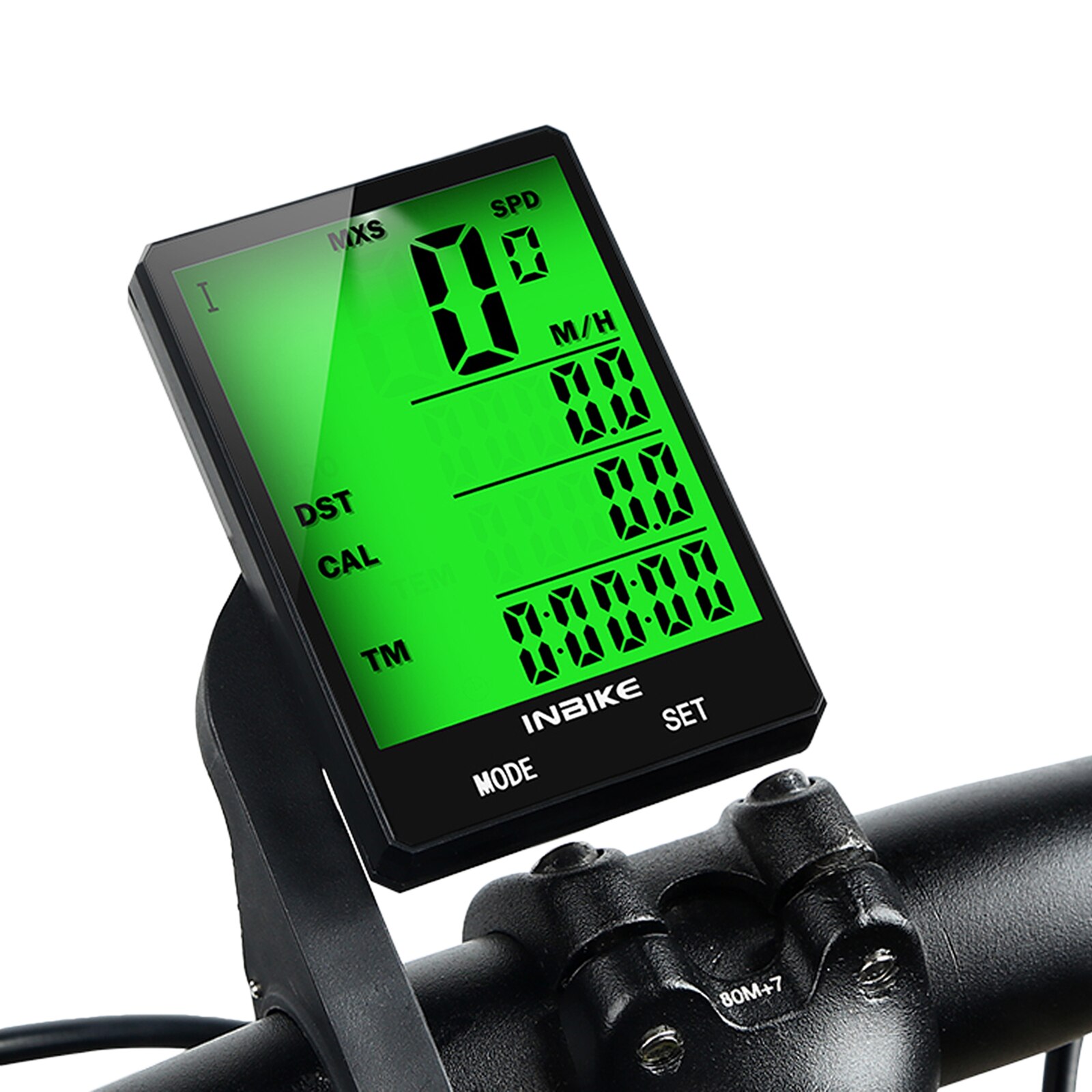 Inbike 2.8 Inch Fiets Draadloze Computer Multifunctionele Regendicht Fiets Kilometerstand Fietsen Snelheidsmeter Stopwatch Backlight Display: Green