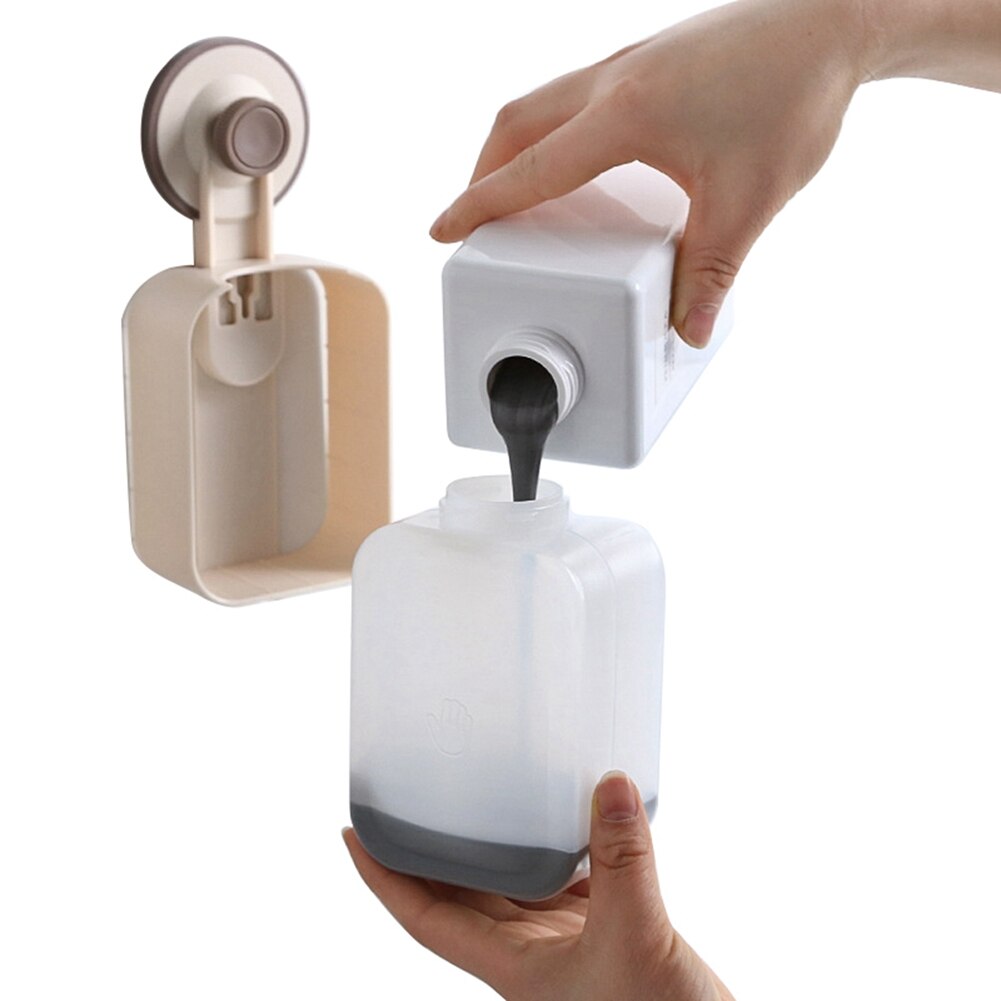 Badeværelse sugekop flydende sæbedispenser køkkenvask plastpresse bærbar vægmonteret håndflaske punchfri badevarer
