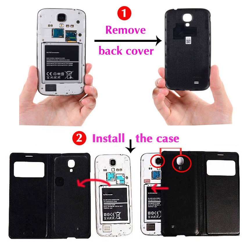 Funda de cuero con tapa para Samsung Galaxy S5 S 5 galays5 Samsungs5 SV I9600 SM G900 G900F G900FD SM-G900F Smart View