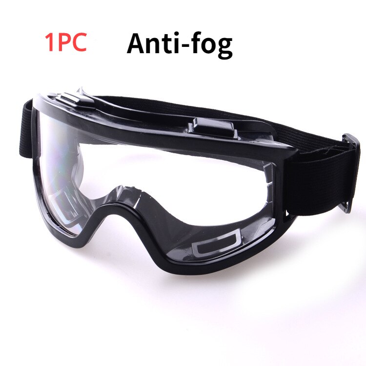 Sikkerhedsbrille anti-stænk støvtæt vindtæt laboratoriebriller øjenbeskyttelse industriel forskning sikkerhedsbriller klar linse: 1 stk anti-dug sort