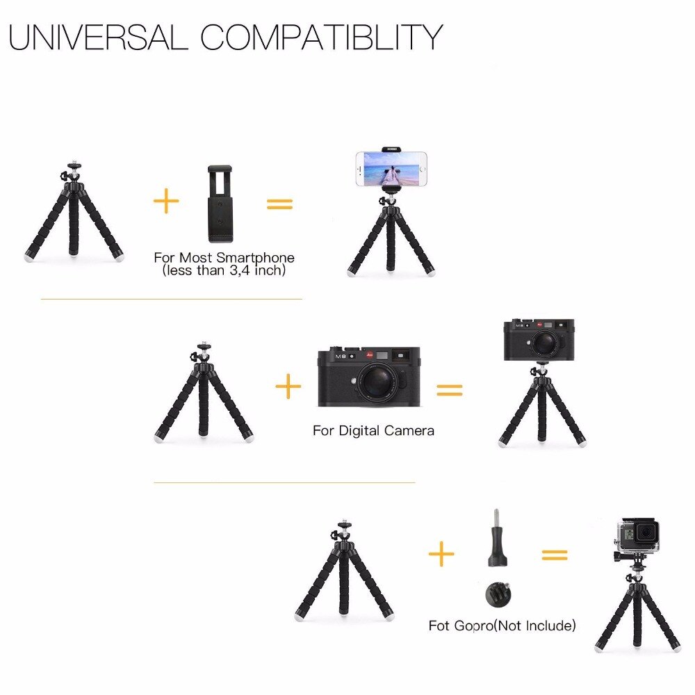 DUSZAKE Flexible Gorillapod Mini Tripod for Phone Tripod Stand Live Mini Phone Tripod for iPhone Xiaomi Phone Camera Accessories