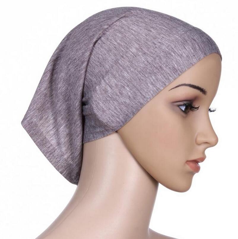Djgrster stretchbar hijab undersjal keps sjal muslim islim halsduk inre pannband hijab polyester fiber 15 färger: Grå