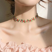 Collar de encaje con flores de jardín para mujer y niña, Gargantilla bordada, accesorio de romántico, 1 unidad