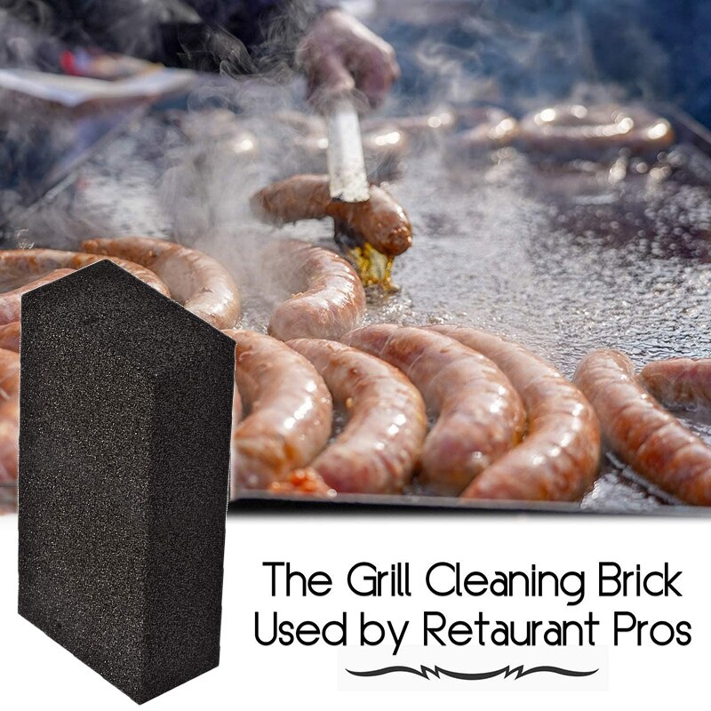 2-Pack Grill Griddle Cleaning Brick Block Remove Grease Stains and Residual Dirt,Ecological Grill Cleaning Brick Black