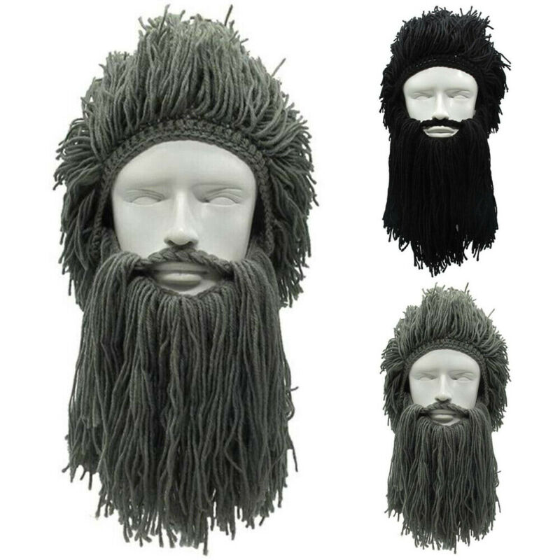 Newest Personality Crazy Winter Warm Cosplay Wig Ski Mask Caps Viking Beard Hat Barbarian Beanie Beard Hats