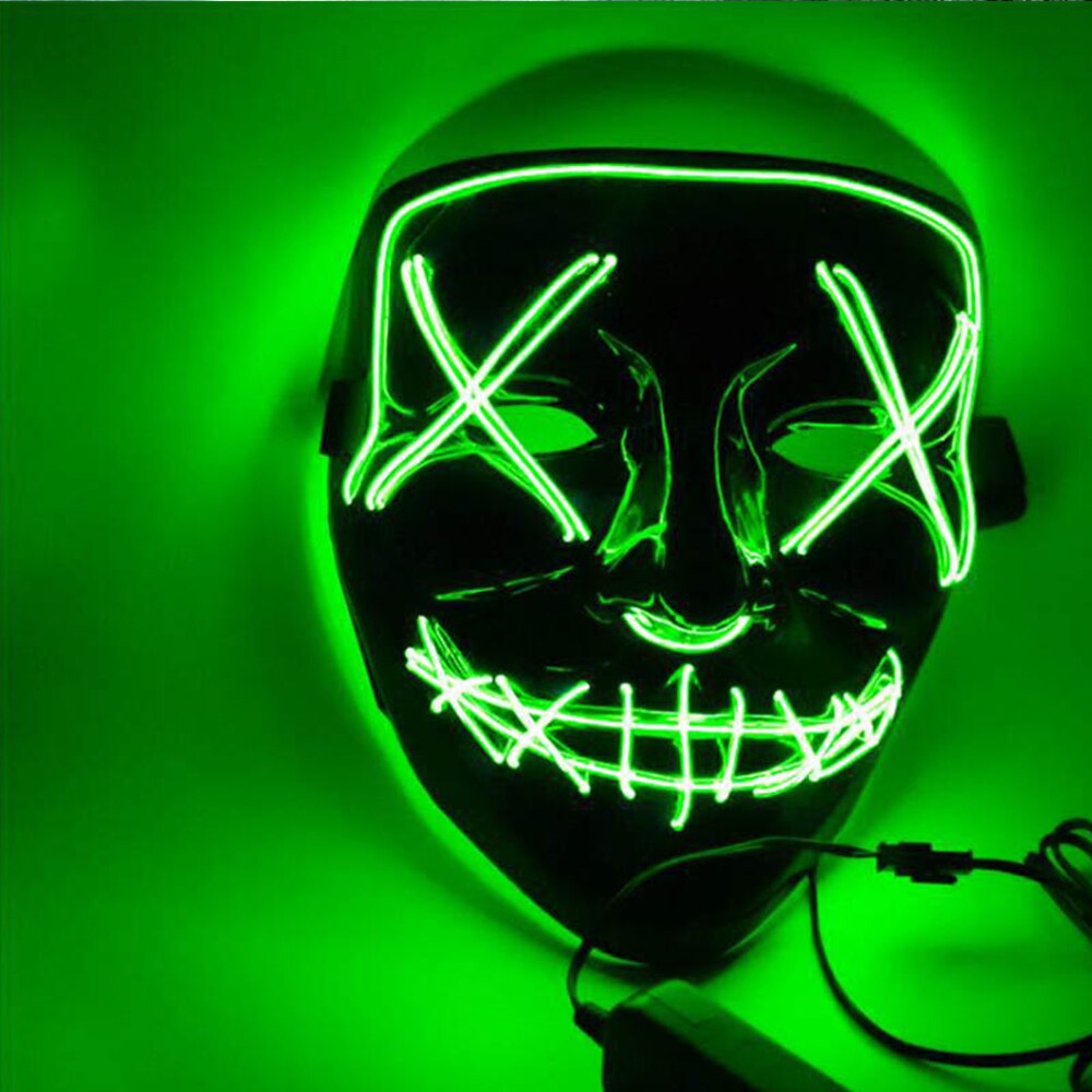 Disfraz de Halloween de miedo máscara de poder LED para iluminar la cara decoración de la mascarada 4 colores seleccionar máscara intermitente LED